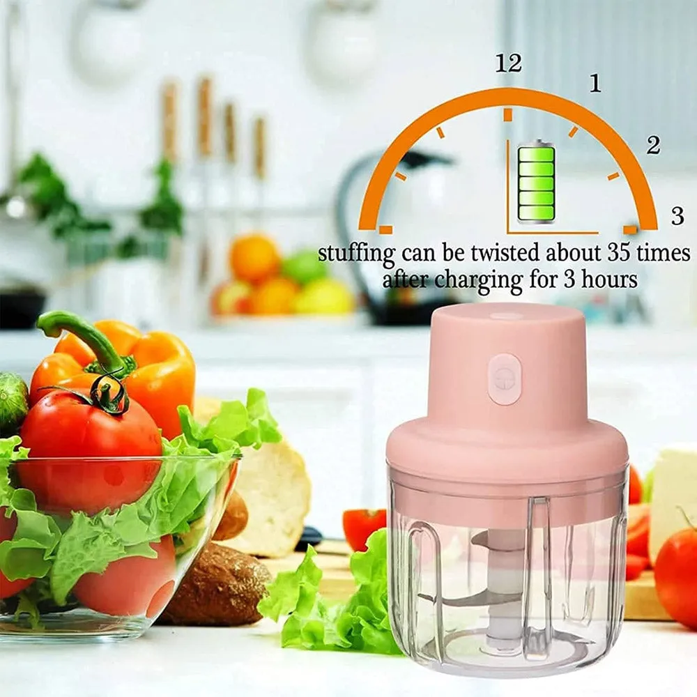 (Net) Electric Mini Garlic Chopper Small Wireless Food Processor Portable Mini Garlic Choppers Blender