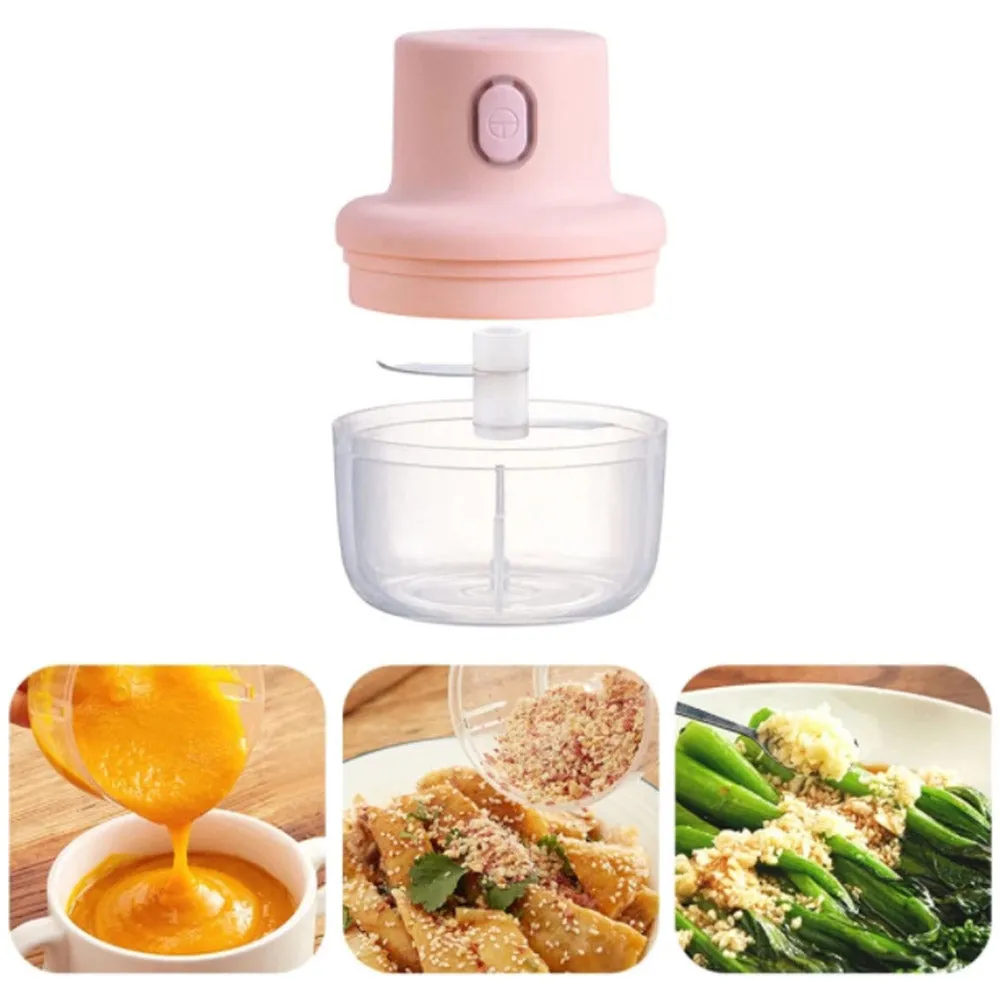 (Net) Electric Mini Garlic Chopper Small Wireless Food Processor Portable Mini Garlic Choppers Blender