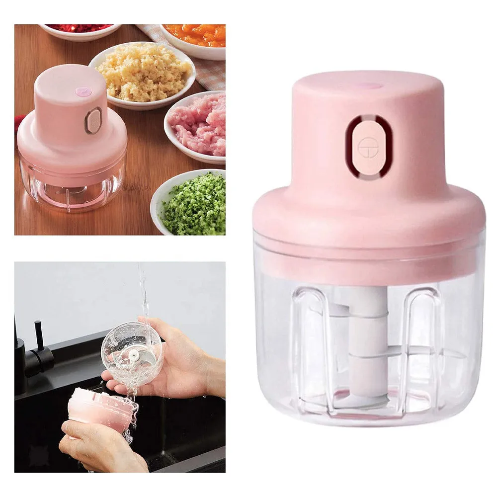 (Net) Electric Mini Garlic Chopper Small Wireless Food Processor Portable Mini Garlic Choppers Blender