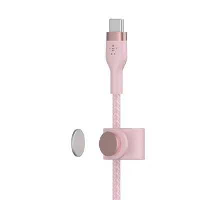 New - Belkin 6.6' BoostCharge Pro Flex USB-C Lightning Connector Cable   Strap - Pink Chic