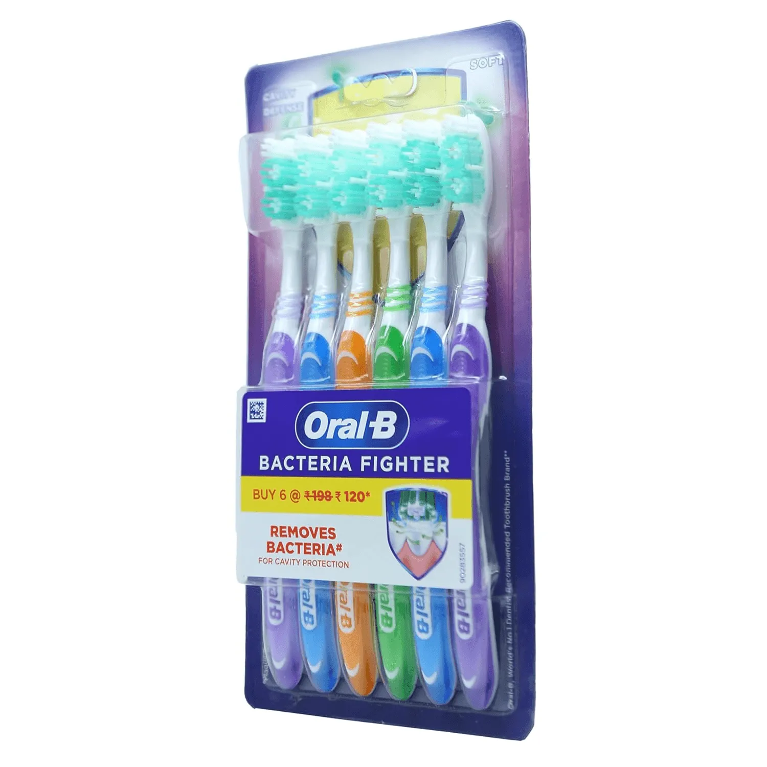 Oral-B Bacteria Fighter Cavity Defense Soft Assorted Toothbrush (Pack of 6)