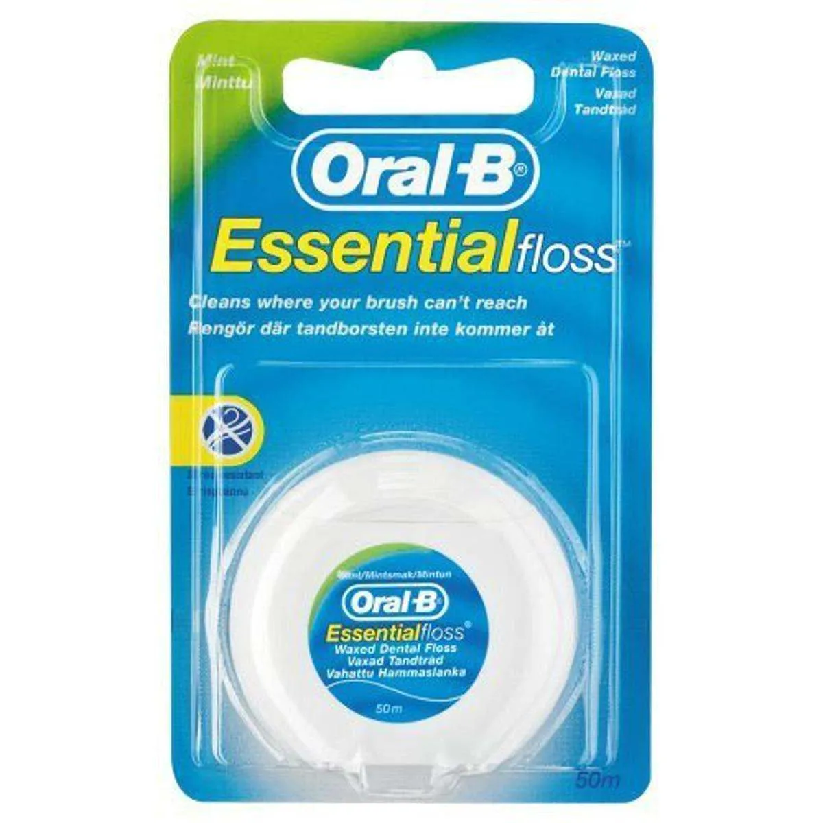 Oral B Essential Waxed Mint Flavoured Dental Floss 50m