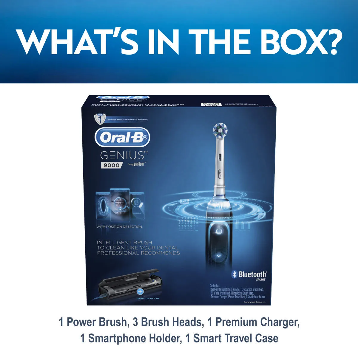 Oral B Genius 9000 Black Rechargeable Electric Toothbrush Round Oscillation Cleaning Bluetooth Braun