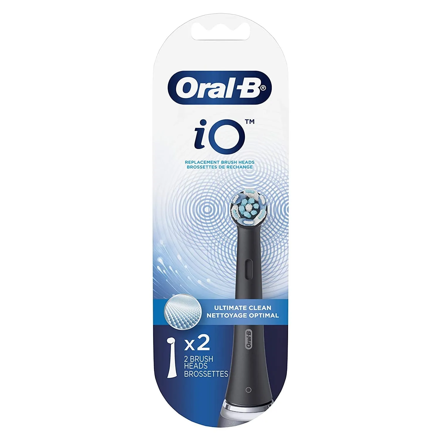 Oral-B iO Ultimate Clean Replacement Brush Heads, Black, 2 Count for Plaque Removal