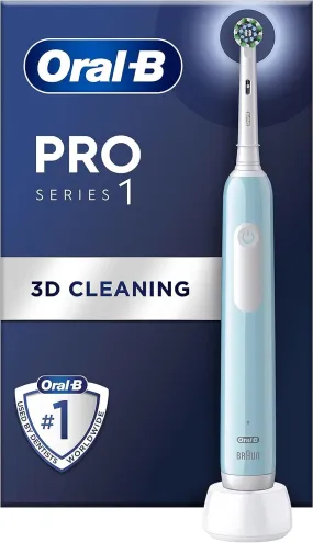 Oral-B Pro 1 Electric Toothbrushes For Adults With 3D Cleaning, Gifts For Women / Men, 1 Toothbrush Head, Gum Pressure Control, 2 Pin UK Plug, Blue