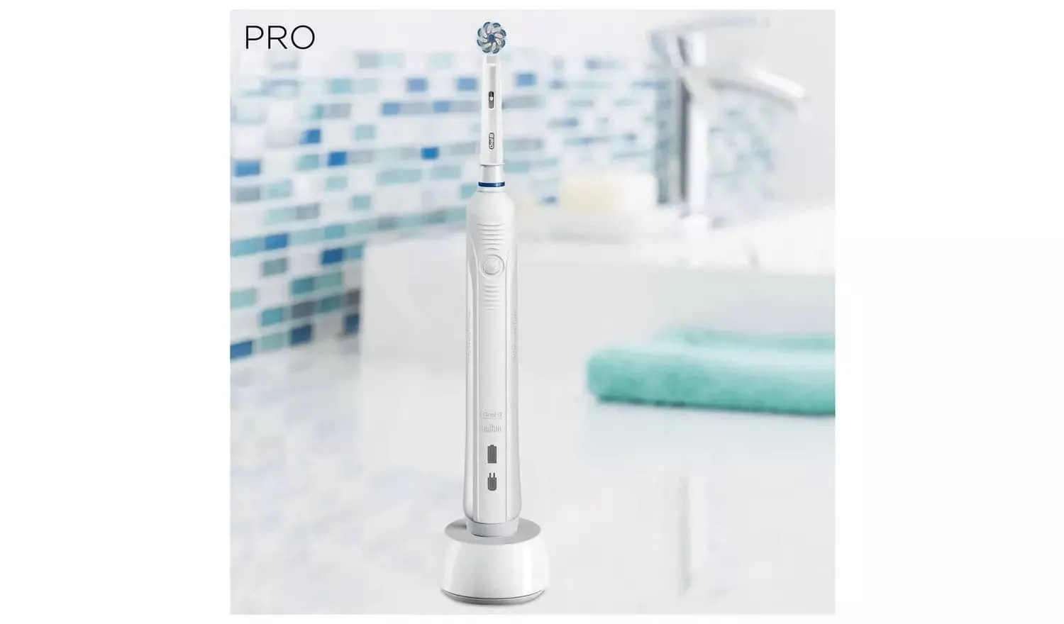 Oral-B Pro 1 Electric Toothbrushes For Adults With Pressure Sensor, Valentines Day Gifts For Him / Her, 1 Handle, 1 Toothbrush Head, 1 Mode with 3D Cleaning, 2 Pin UK Plug, 600, White