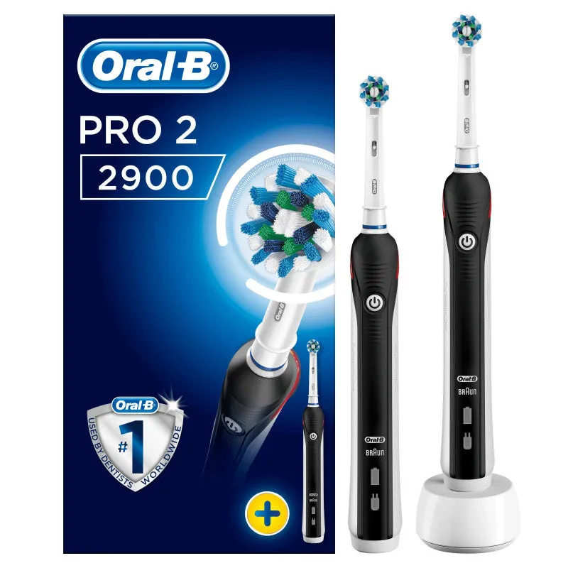 Oral B Pro 2 2900 Rechargeable Dual Electric Toothbrush Round Oscillation Cleaning Black Braun