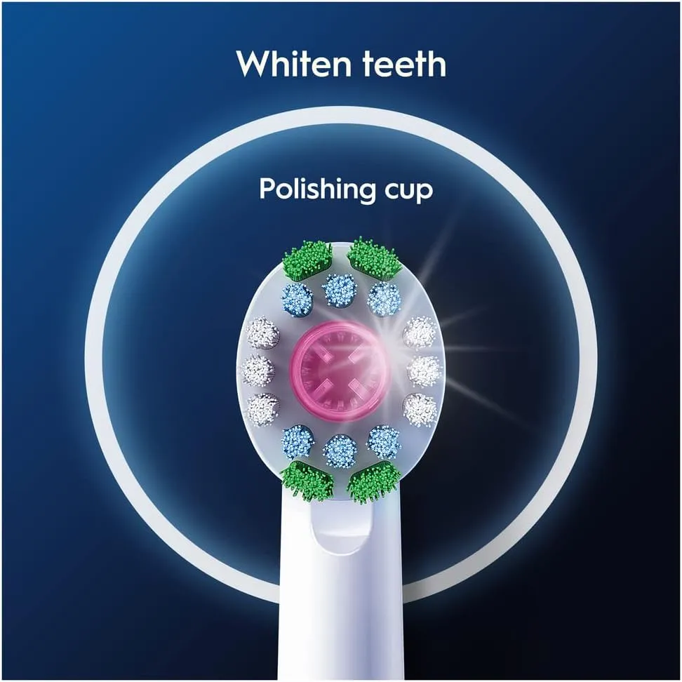 Oral-B Pro 3D White Electric Toothbrush Head, X-Shaped Bristles And Unique Polishing Cup For Teeth Whitening And To Remove Surface Stains, Pack of 10 Toothbrush Heads, Suitable For Mailbox, White