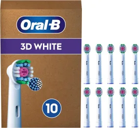 Oral-B Pro 3D White Electric Toothbrush Head, X-Shaped Bristles And Unique Polishing Cup For Teeth Whitening And To Remove Surface Stains, Pack of 10 Toothbrush Heads, Suitable For Mailbox, White