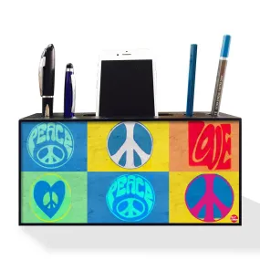 Pen Mobile Stand Holder Desk Organizer - Retro Peace Love