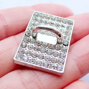 Phone Case Hook Cab | Phone Case Charm Connector | Sparkle Phone Case Accessories | Charm Holder | Luxury Decoden Supplies | Bling Bling Phone Embellishment (1 piece / Silver / 19mm x 27mm)