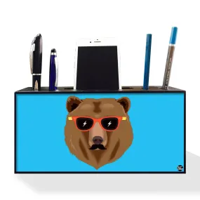 Phone Stand With Pen Pencil Holder Desk Organizer for Office - Bear Blue