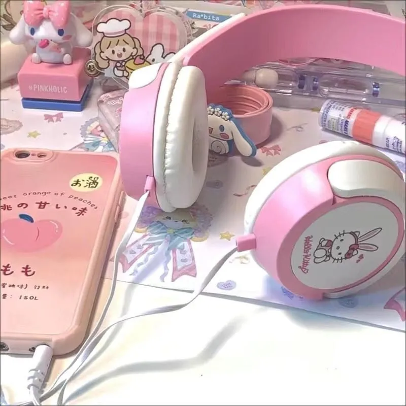 Pink Kitty Heart Headphones