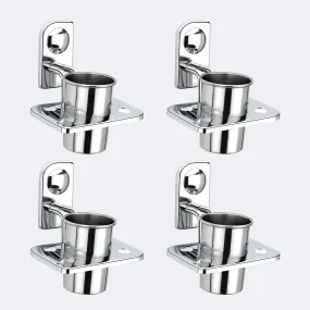 Plantex Dream High Grade Stainless Steel Tooth Brush Holder/Tumbler Holder/Bathroom Accessories (Chrome) - Pack of 4