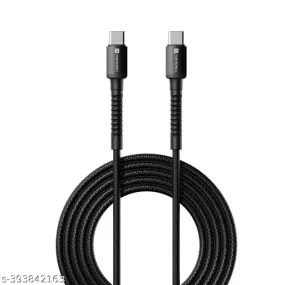 Portronics Konnect X 60W Type C to Type C Unbreakable Fast Charging Cable - 2M, Black