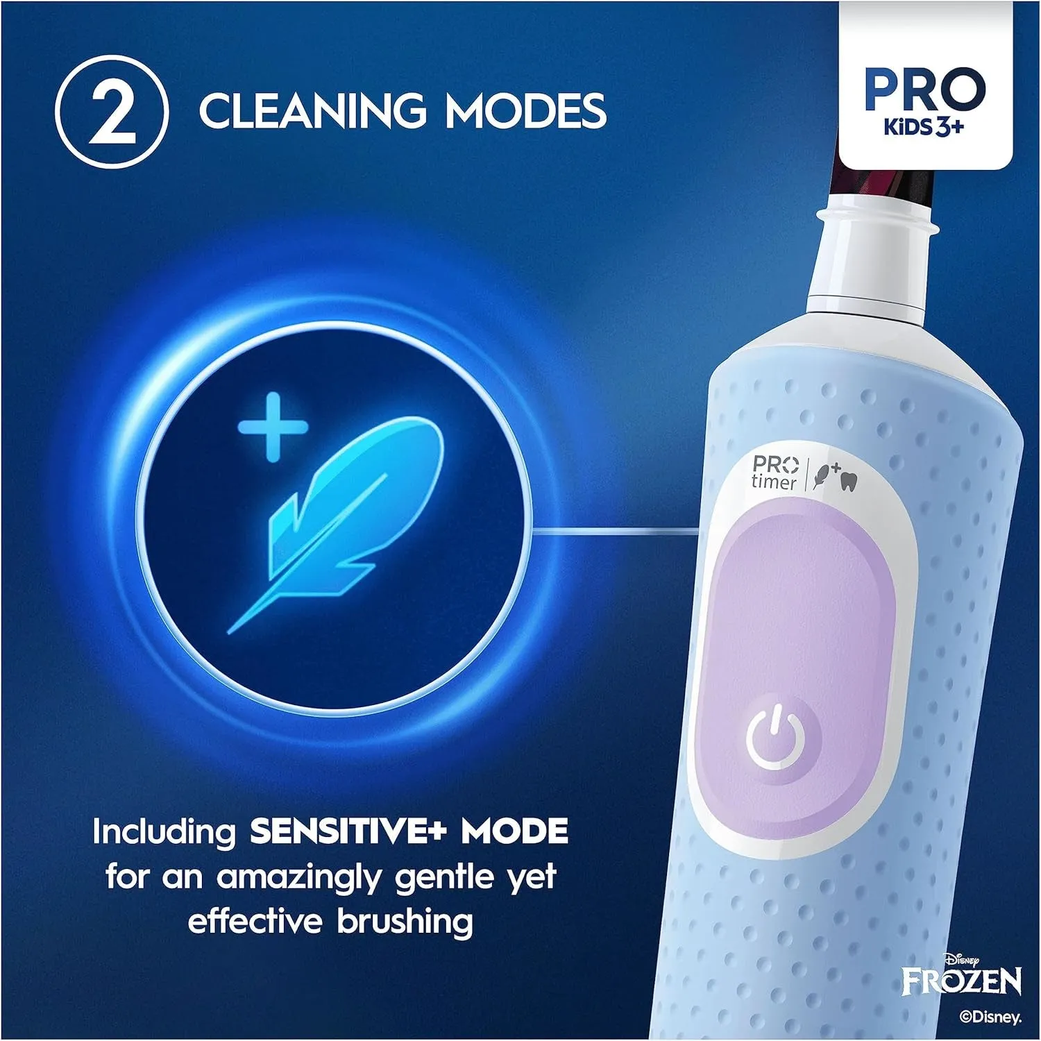 Pro Kids Electric Toothbrush, Christmas Gifts For Kids, 1 Toothbrush Head, x4 Frozen Stickers, 1 Travel Case, 2 Modes with Kid-Friendly Sensitive Mode, For Ages 3 , 2 Pin UK Plug, Blue