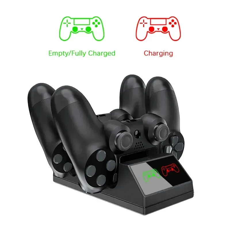 PS4 Controller Charger Station: with 4 Micro USB Charge Dongles Dual Charging for Playstation 4