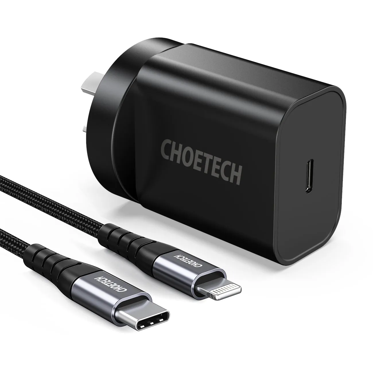 Q5004CL CHOETECH PD20W USB C iPhone Fast Charger with MFi Certified Nylon Braided USB-C to Lightning Cable