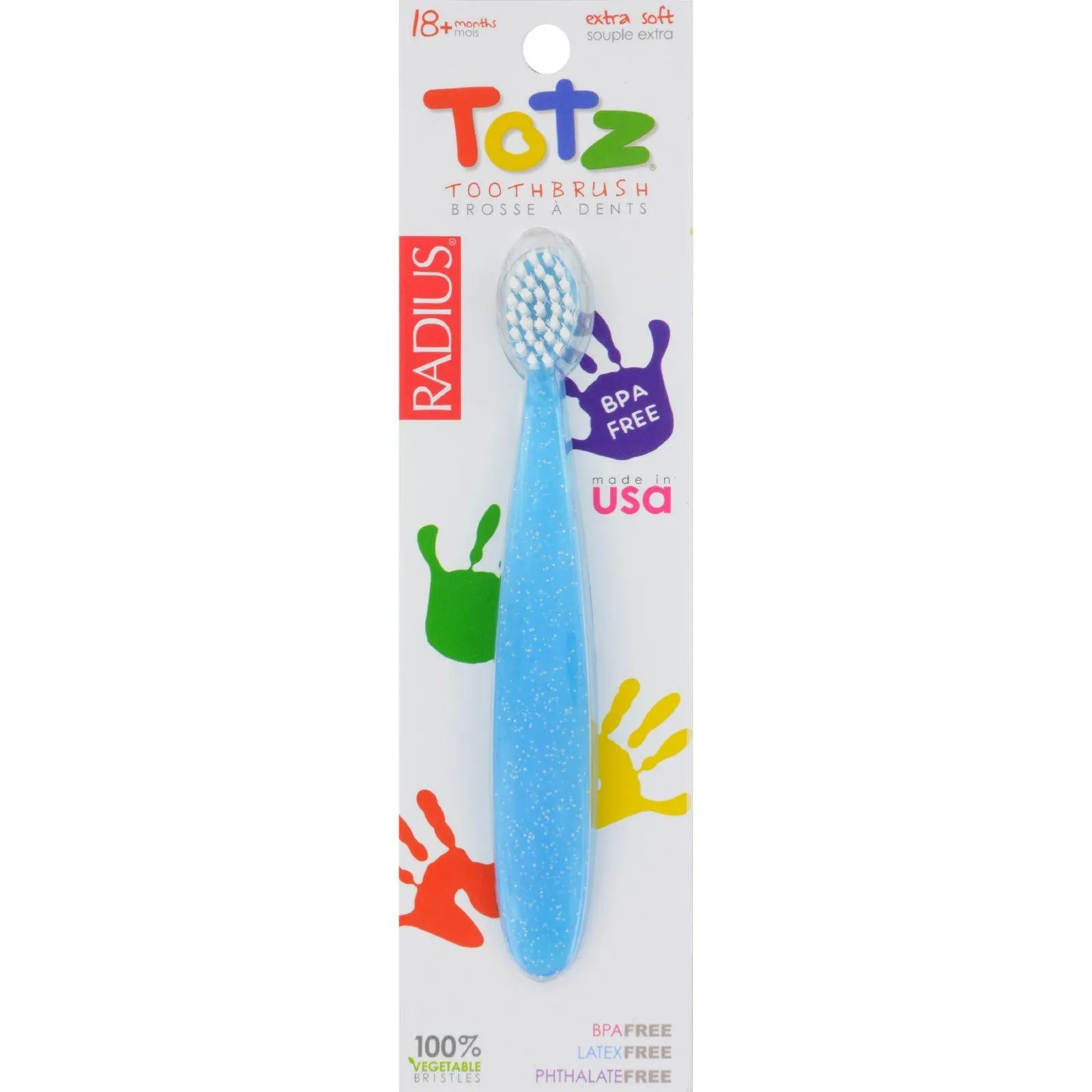 Radius Totz Toothbrush 18  Months - Extra Soft - Clear Sparkle - Case Of 6