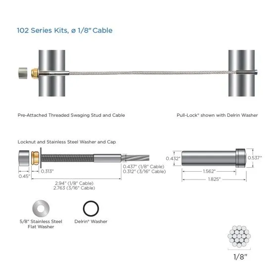 RailFX® Cable Rail Kits | 102 Series | Ø 1/8" Cable | Through-Post | Metal Post Applications