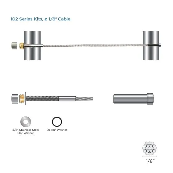 RailFX® Cable Rail Kits | 102 Series | Ø 1/8" Cable | Through-Post | Metal Post Applications