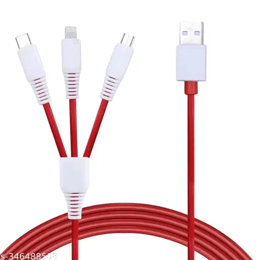 Red 5-in-1 Universal Cable – 1 Meter, 100 Mbps Speed, Plastic & Metal Build