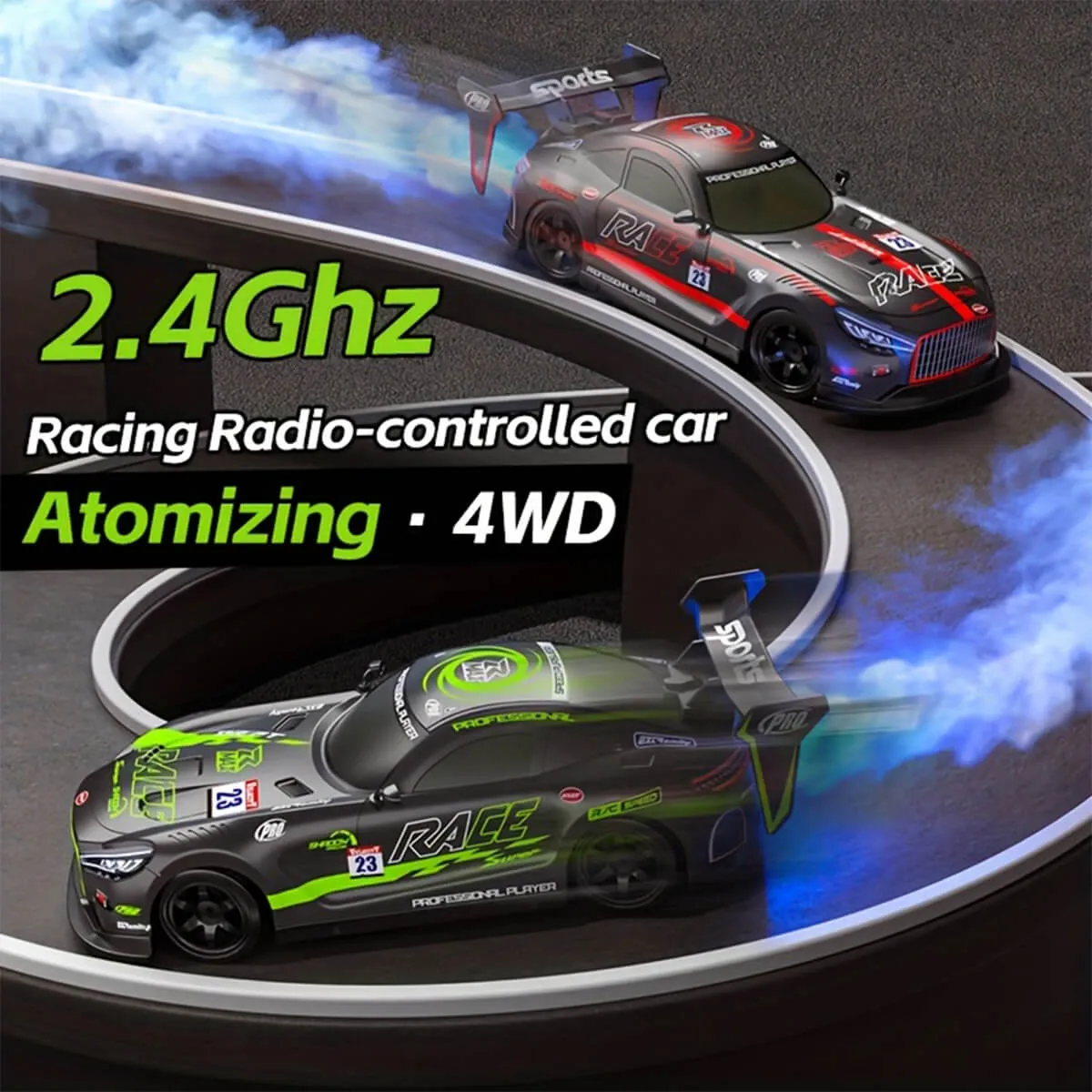 Remote Control Car RC Drift Car 4WD Electric Drift Racing Car with Light Music Spray for Kids