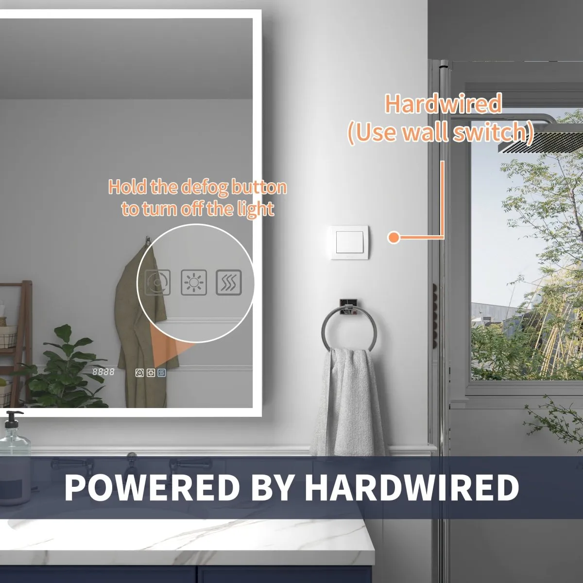 Rim 48" W x 32" H Lighted Medicine Cabinet Recessed or Surface LED Medicine Cabinet with Outlets & USBs