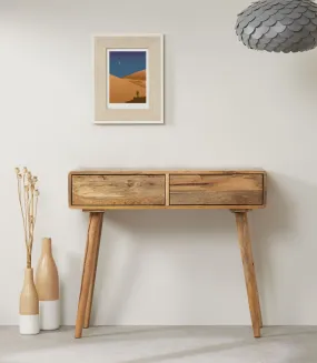 Rustic Mango Wood Console Hall Table with Storage