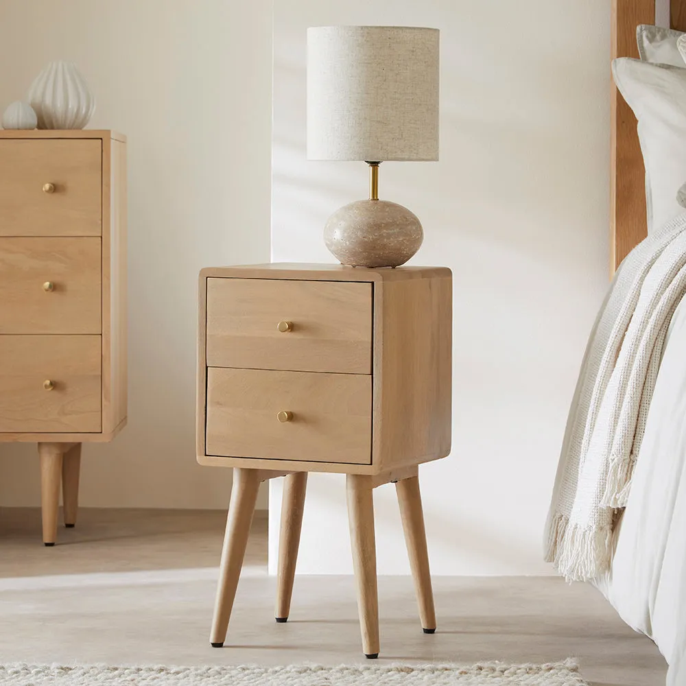 Scandinavian Oak Logan Narrow Bedside Table (Damaged)