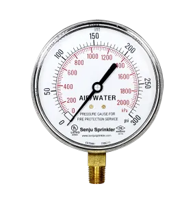 Senju Sprinkler Pressure Gauge 3.5", 300PSI 1/4"NPT (UL/FM)