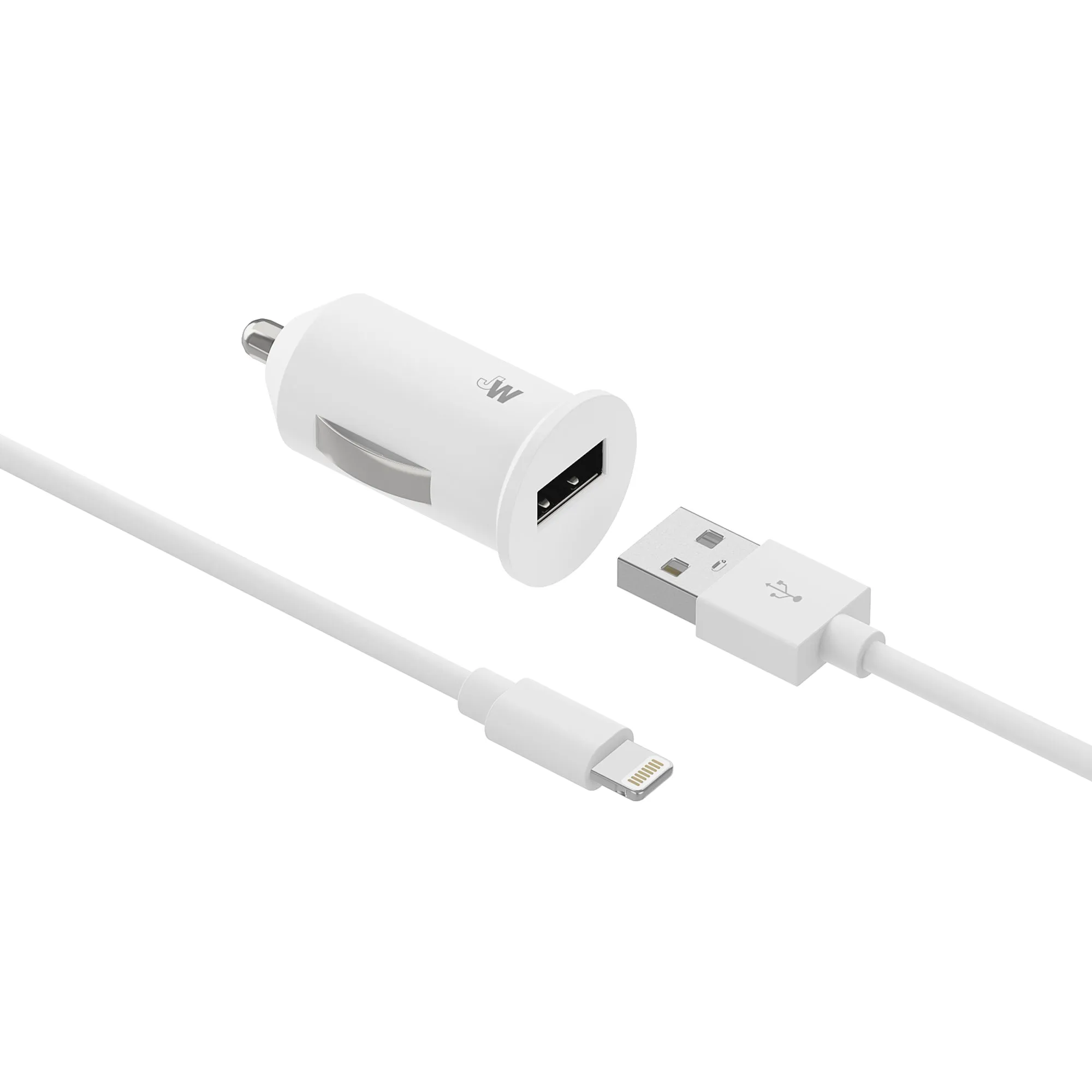 Single USB Car Charger with 4ft Lightning Cable