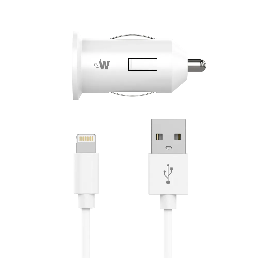 Single USB Car Charger with 4ft Lightning Cable