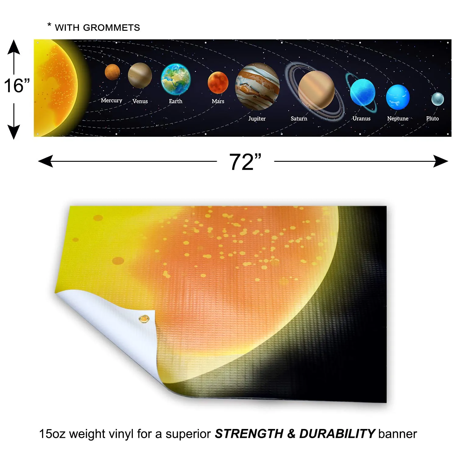 Solar System Banner  24 x 100 inches made with Strong Vinyl Material, HD Graphics