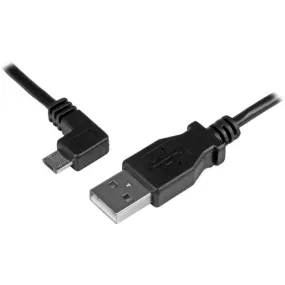 StarTech.com 1m 3 ft Left Angle Micro-USB Charge-and-Sync Cable M/M - USB 2.0 A to Micro-USB - 30/24 AWG - 1 m USB/USB Micro-B Data Transfer Cable for Cellular Phone, Tablet, PC, Charger, Wall Charger - First End: 1 x 5-pin Micro USB 2.0 Type B - Male - S