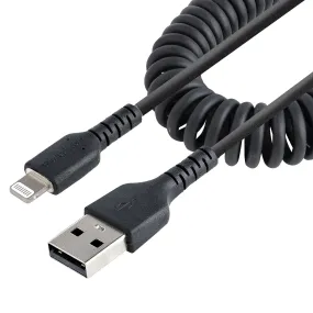 Startech.Com 50Cm (20In) Usb To Lightning Cable, Mfi Certified, Coiled Iphone Charger Cable, Black, Durable And Flexible