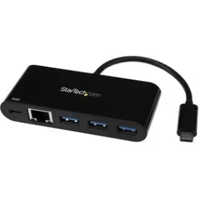 StarTech.com USB-C to Ethernet Adapter with 3-Port USB 3.0 Hub and Power Delivery - USB-C GbE Network Adapter   USB Hub w/ 3 USB-A Ports