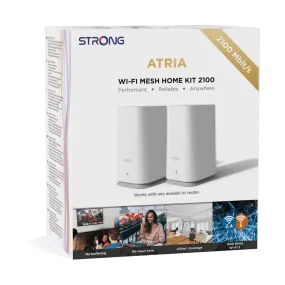 STRONG Atria Wi-Fi Mesh Home Kit 2100, WLAN Amplifier, Repeater, 200 m² Coverage, 2100 Mbit/s, 2.4 GHz   5 GHz, 3 x Gigabit LAN/WAN Ethernet Ports, White