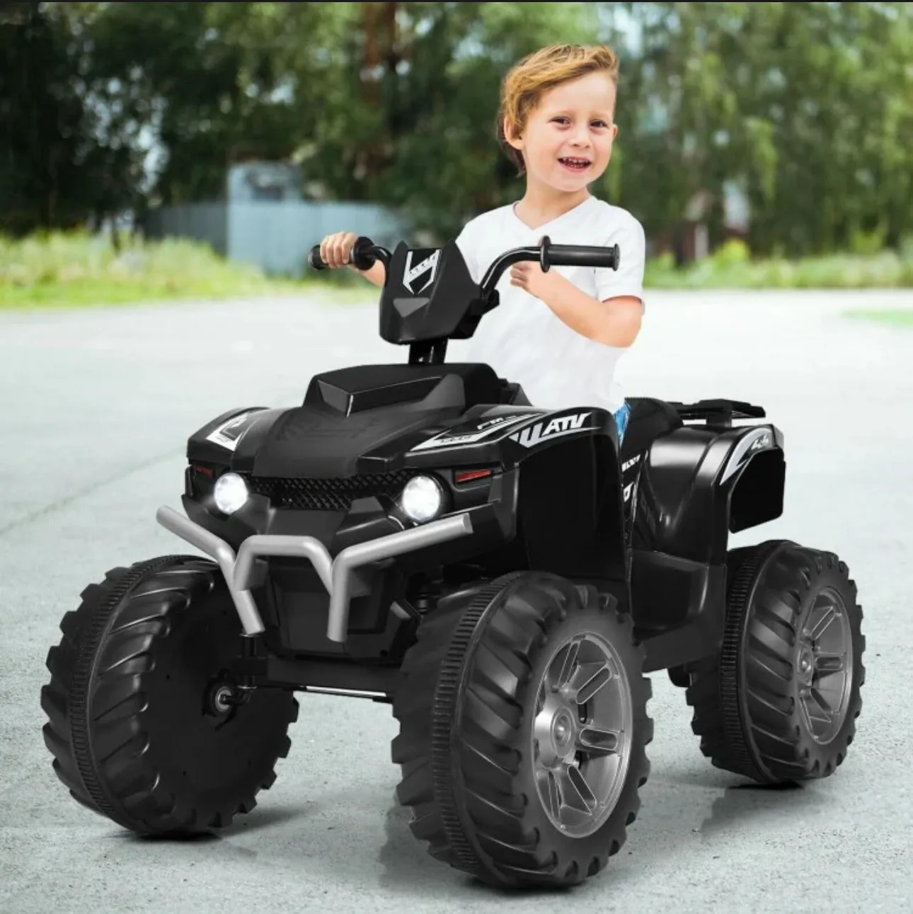 Super Cool 12V Kids Ride On ATV, Car 1 Seater | LED Lights | Heavy Duty Tires | Ages 3-7 | Music | 2 Speeds | Upgraded