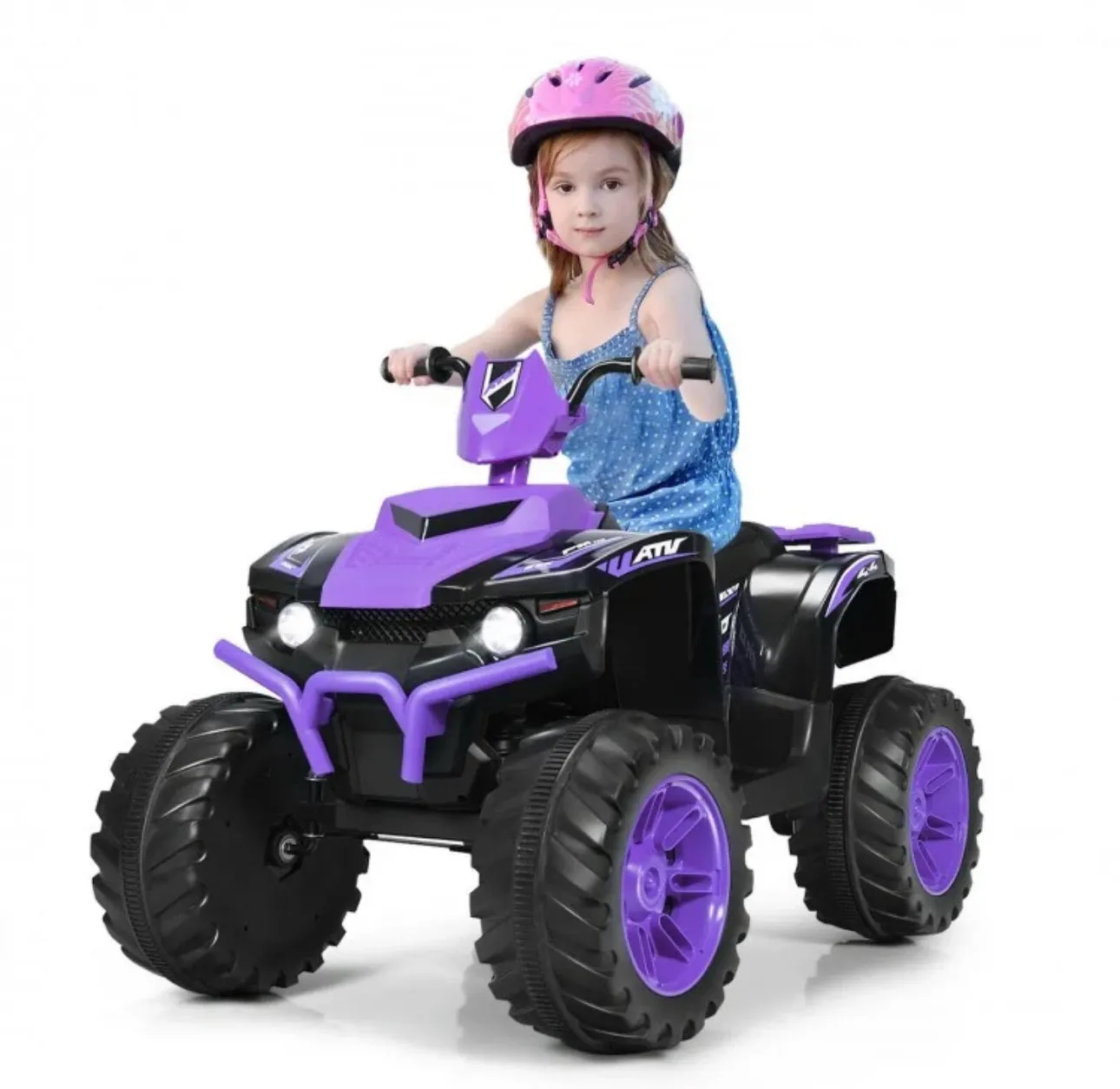 Super Cool 12V Kids Ride On ATV, Car 1 Seater | LED Lights | Heavy Duty Tires | Ages 3-7 | Music | 2 Speeds | Upgraded