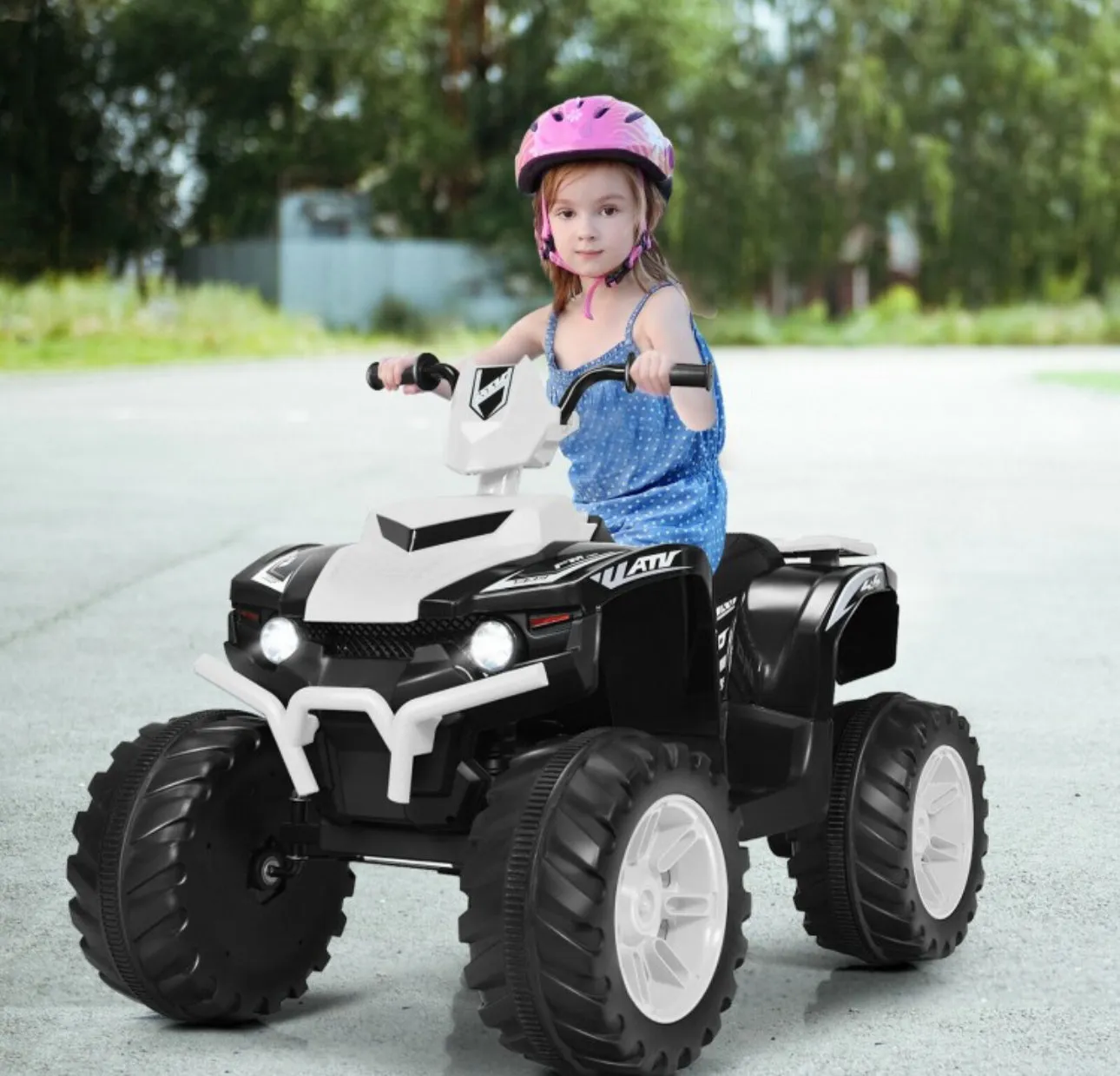 Super Cool 12V Kids Ride On ATV, Car 1 Seater | LED Lights | Heavy Duty Tires | Ages 3-7 | Music | 2 Speeds | Upgraded