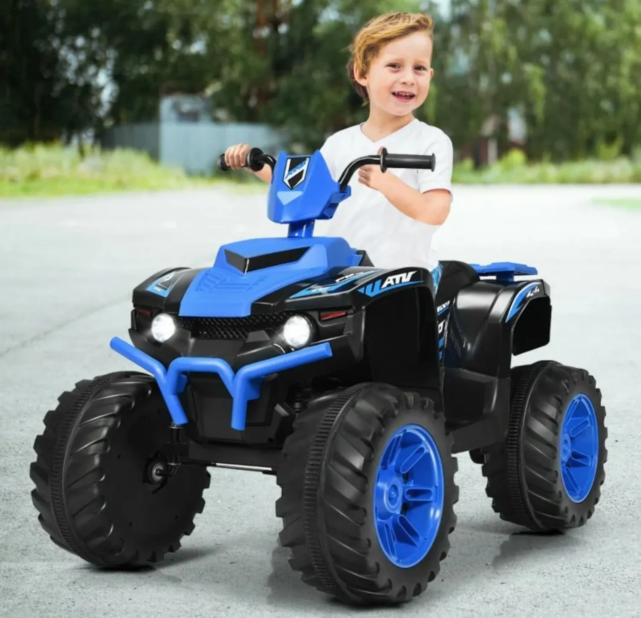 Super Cool 12V Kids Ride On ATV, Car 1 Seater | LED Lights | Heavy Duty Tires | Ages 3-7 | Music | 2 Speeds | Upgraded