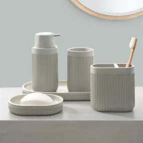 The Modern Ribbed Taupe Bath Accessories