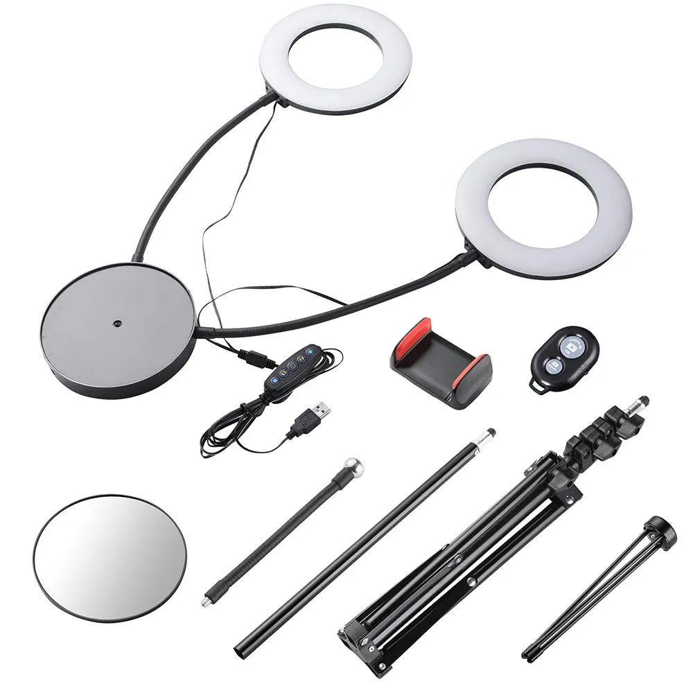 TheLAShop 7" Selfie Ring Light with Stand Mirror Remote Dimmable