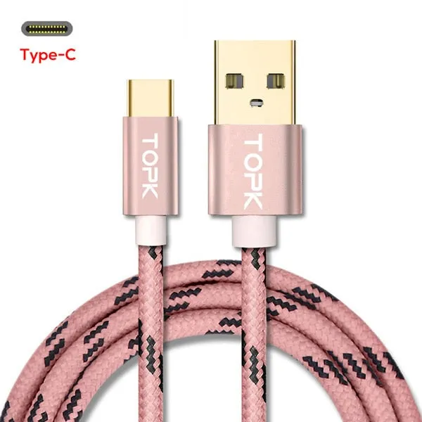 TOPK USB Type C Cable for Xiaomi Redmi Note 7 Mi 9 Fast Charging Data Sync USB C Cable for Samsung Galaxy S9 Oneplus 6t Type-C