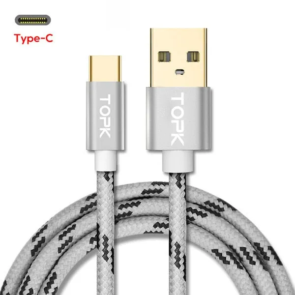 TOPK USB Type C Cable for Xiaomi Redmi Note 7 Mi 9 Fast Charging Data Sync USB C Cable for Samsung Galaxy S9 Oneplus 6t Type-C