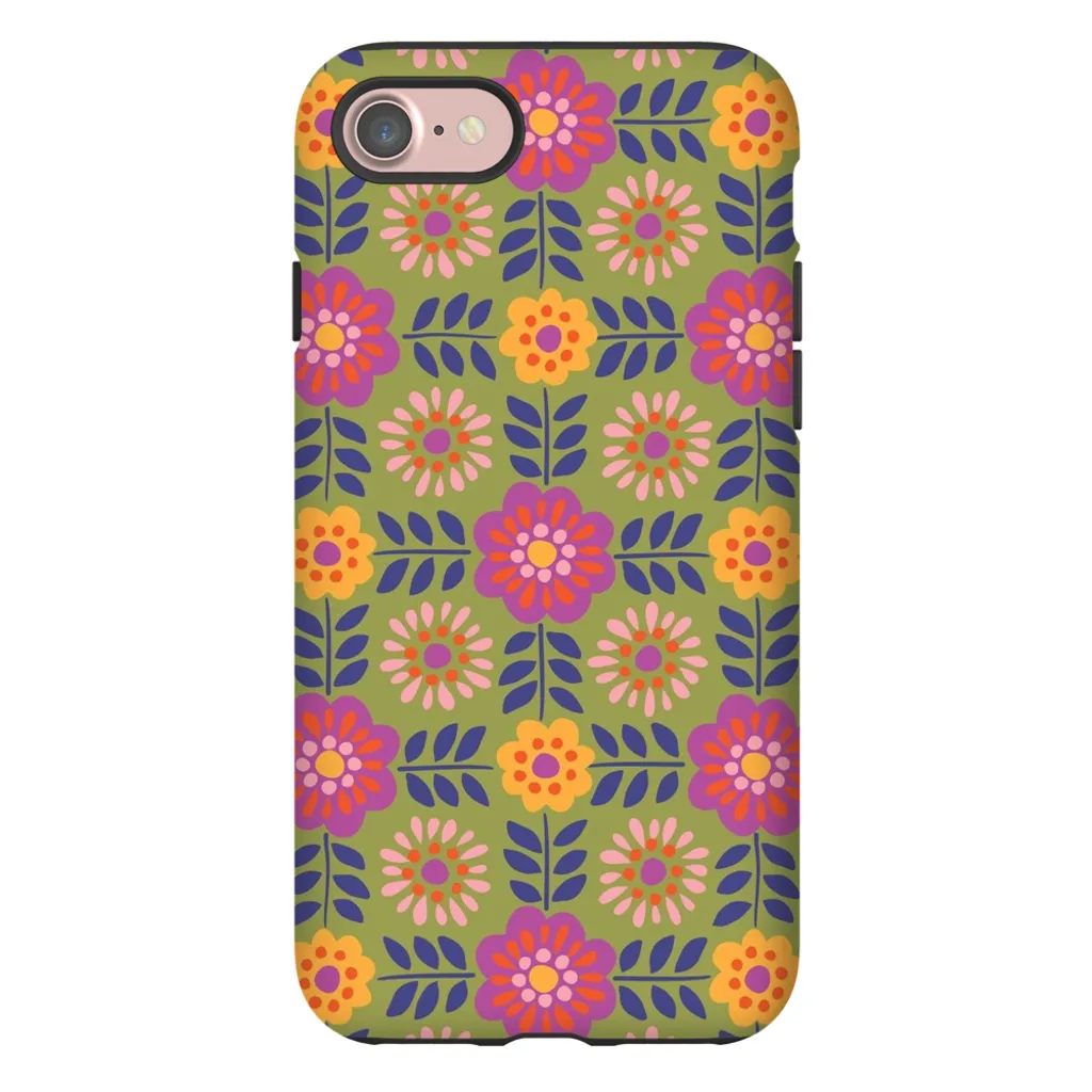 Tough Phone Case - Barcelona Flowers Pattern