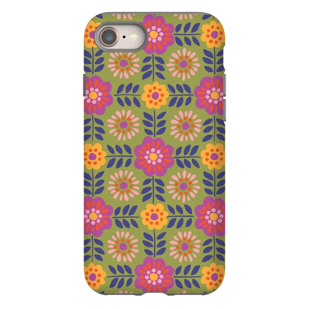 Tough Phone Case - Barcelona Flowers Pattern