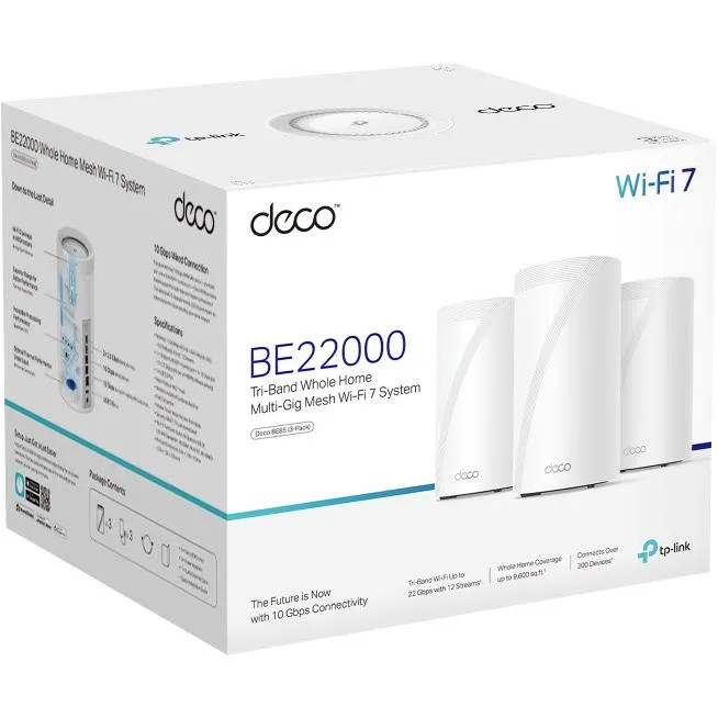 TP-Link Deco BE22000 Tri-Band Whole-Home Mesh Wi-Fi 7 System (3-pack)