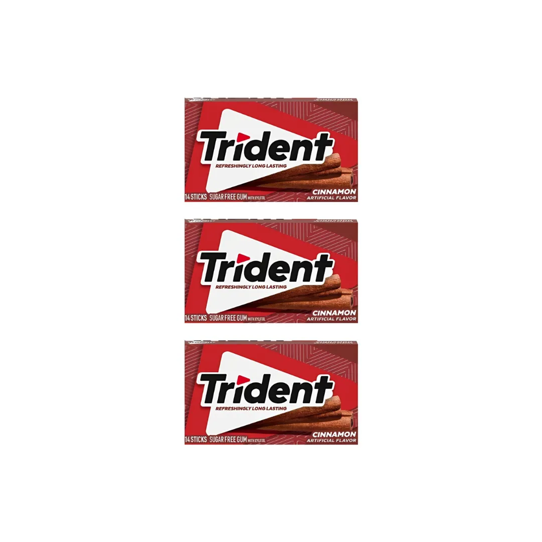 Trident Cinnamon Sugar-Free Gum 14 Sticks 26g (Pack of 3) – Fresh & Healthy